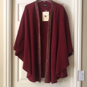 🎉HP🎊Patti Labelle Wool Cranberry Cape Jacket.